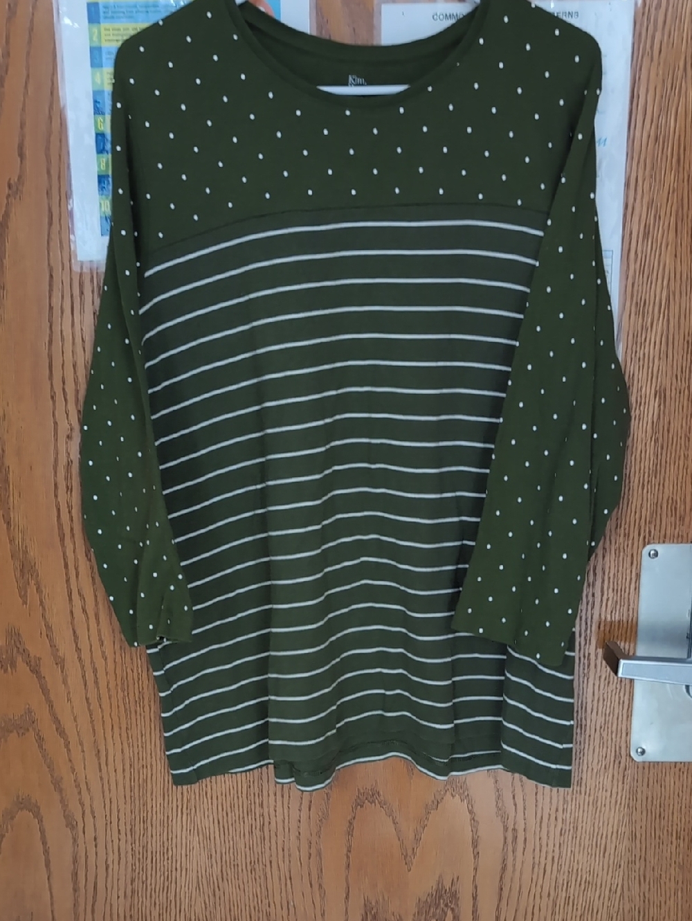 Kim Rogers Olive Green Polka Dot Long Sleeve Top